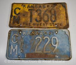 (7) Kansas license plates: 1947, 48, (2) 59, 65, 66, 67