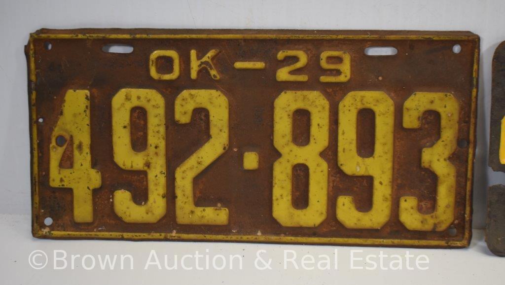 (5) Oklahoma license plates, 1920's