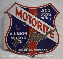 Motorite motor oil double sided porcelain flange sign