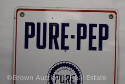 "Pure-Pep Pure Oil" single sided porcelain advertising sign