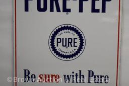 "Pure-Pep Pure Oil" single sided porcelain advertising sign