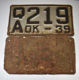 (6) Oklahoma license plates: 1930's and 40's