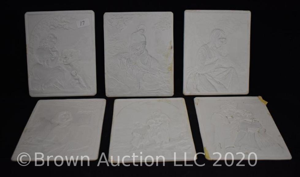 (6) Mrkd. KPM bisque scenic lithophane panels