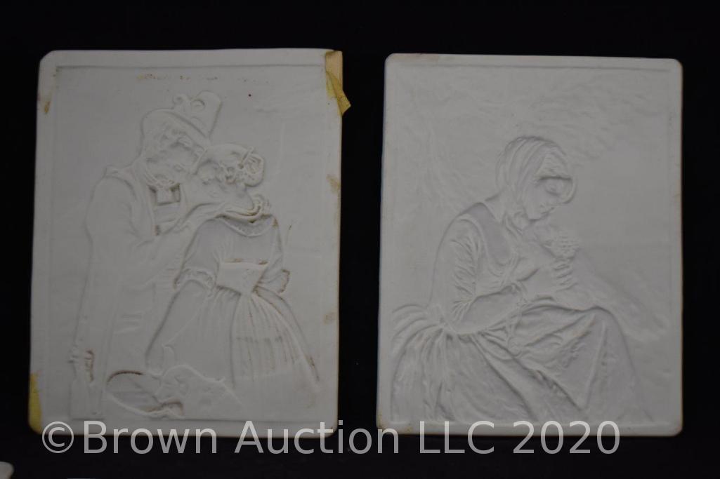 (6) Mrkd. KPM bisque scenic lithophane panels