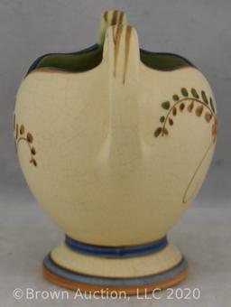 (2) Weller Pottery pieces: Bonito 5" vase with handles; Noval 4" compote