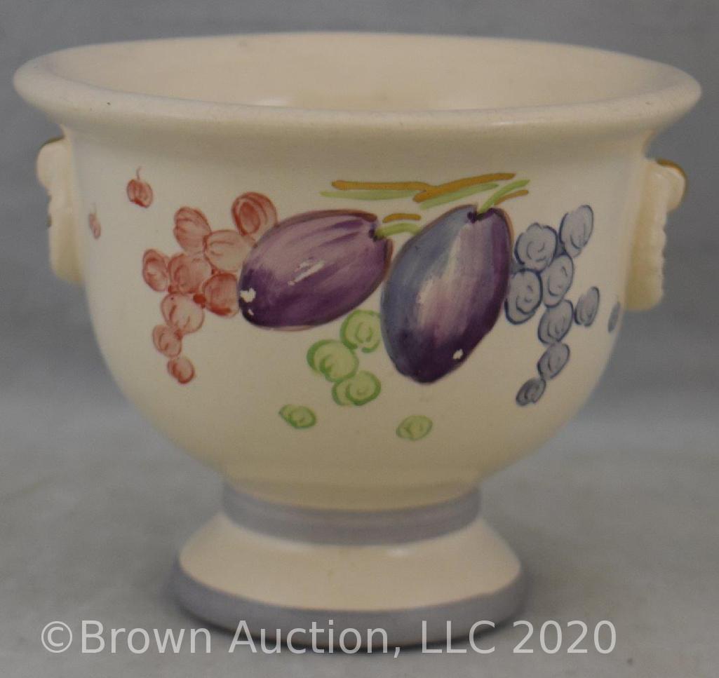 (2) Weller Pottery pieces: Bonito 5" vase with handles; Noval 4" compote