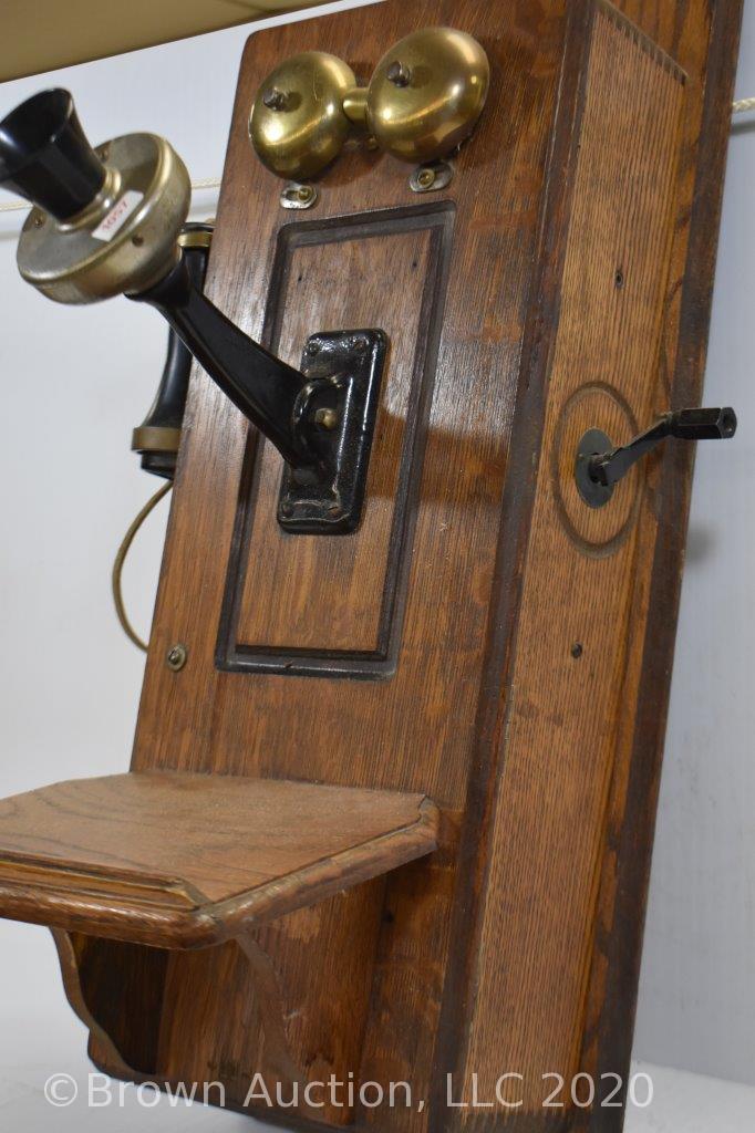 Oak wall crank telephone, The Western Supply Co.