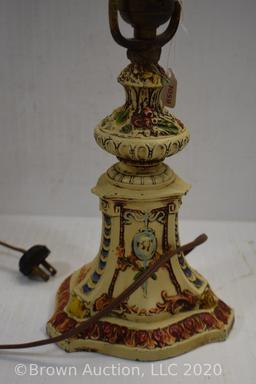 Cast Iron decorated and painted table lamp