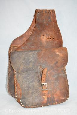 Old leather saddlebag