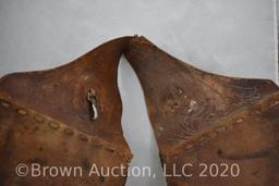 Old leather saddlebag