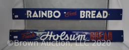 (2) Advertising bread door push bars, Holsum and Rainbo