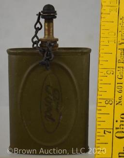 (3) Old oil cans incl. Ford flask-style and copper #3