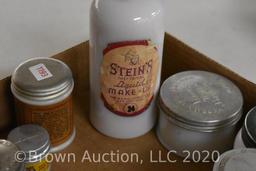 (19) Milk Glass makeup/medicine jars, many with paper labels