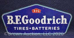 B.F. Goodrich Tires and Batteries DS tin hanging crest sign