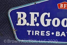 B.F. Goodrich Tires and Batteries DS tin hanging crest sign