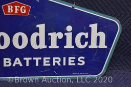 B.F. Goodrich Tires and Batteries DS tin hanging crest sign