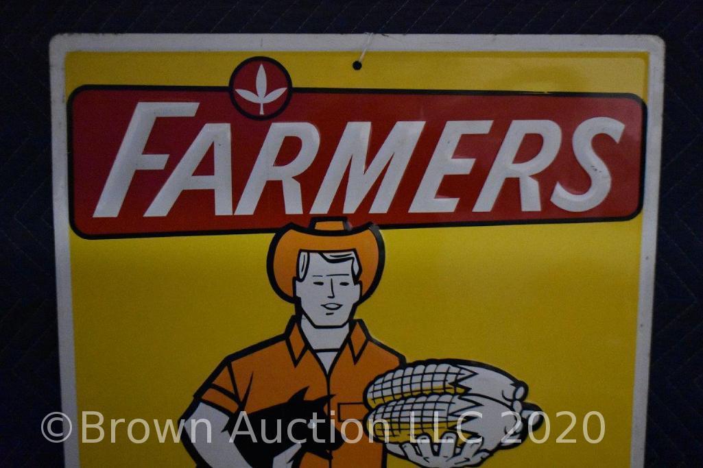 SS metal "Farmers Dealer" seed corn embossed advertising sign