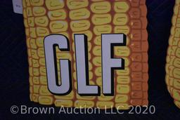 Cardboard "CLF Hybrids/For Crib or Silo" ears of corn signs