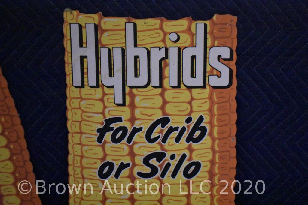 Cardboard "CLF Hybrids/For Crib or Silo" ears of corn signs