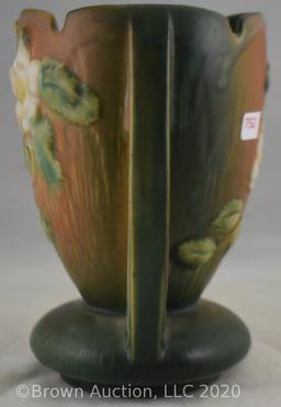Roseville White Rose 983-7" vase, green