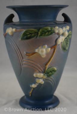 Roseville Snowberry 1V2-8" vase, blue