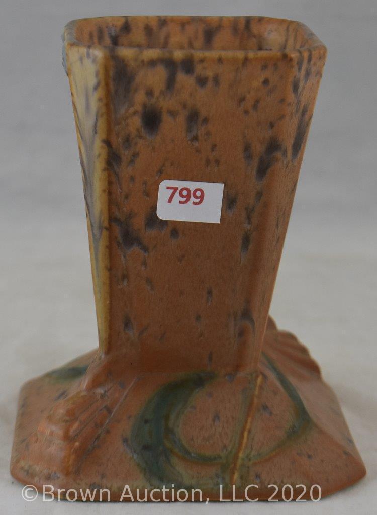 Roseville Futura 421-5" Brown Stump vase