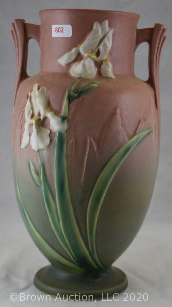 Roseville Iris 928-12" vase, pink