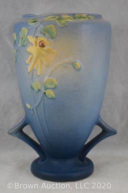 Roseville Columbine 21-9" vase, blue