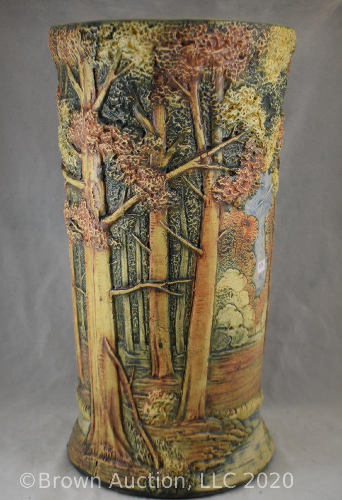 Weller Forest 20" umbrella stand- fantastic piece, even has artist finger prints under the glaze