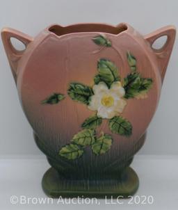 Roseville White Rose 984-8" pillow vase, pink