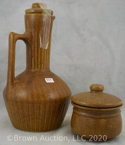 Monmouth Pottery DeKalb Seed Co. pieces incl. jug, (6) mugs, creamer and sugar with embossed company