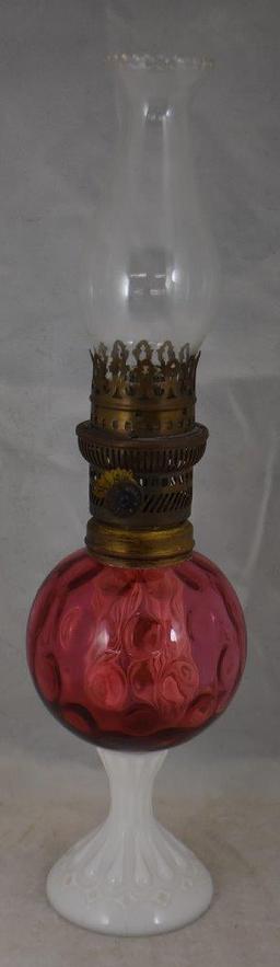 Cranbery Fenton Coin Dot kerosene lamp