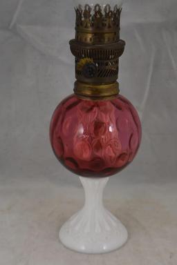 Cranbery Fenton Coin Dot kerosene lamp