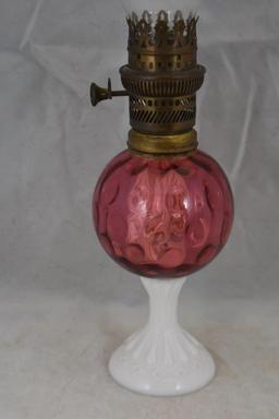 Cranbery Fenton Coin Dot kerosene lamp