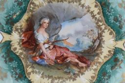 RSP (mrkd. Germany Royal Suhl) Lily Mold 9.5"d cake plate with Diana the Huntress