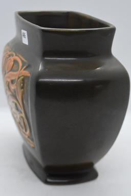 Roseville Rosecraft Panel 6" pillow vase, brown
