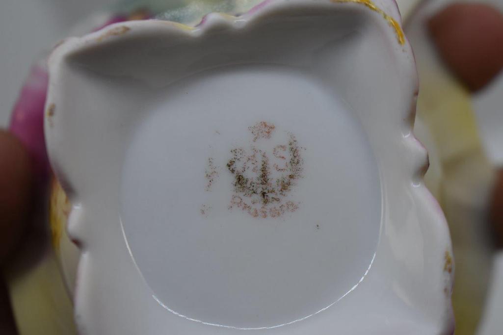 R.S. Prussia Fleur-de-Lys creamer and cov. sugar, red mark