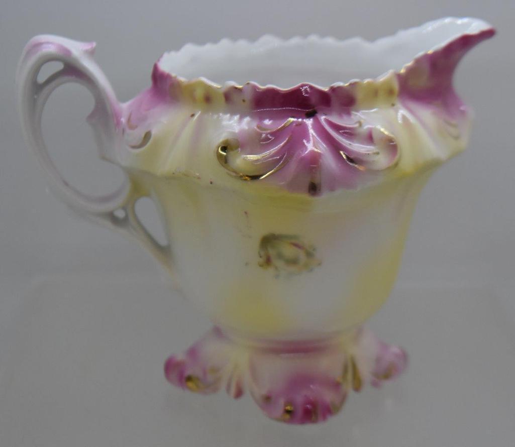 R.S. Prussia Fleur-de-Lys creamer and cov. sugar, red mark