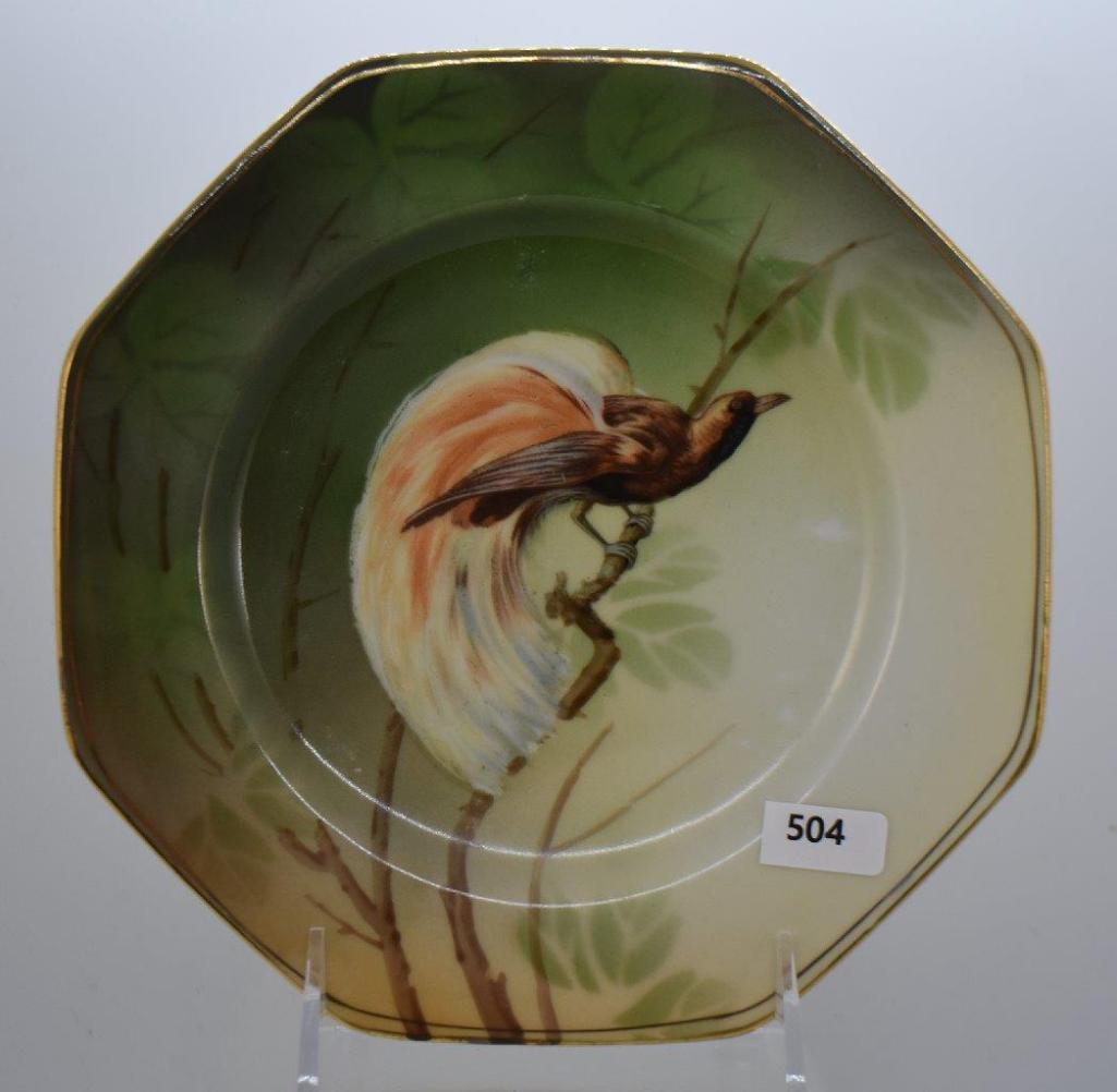 (2) Mrkd. R.S. Germany 8" plates, Bird of Paradise