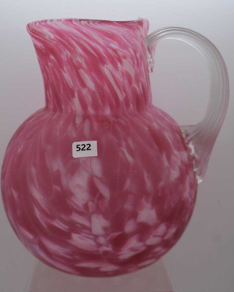 Victorian pink spatter glass 8.5"h water pitcher