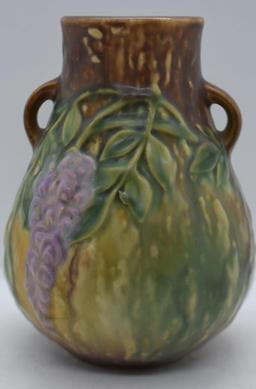 Roseville Wisteria 631-6" vase, brown