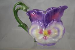 Royal Bayreuth purple Pansy creamer and cov. sugar, blue mark