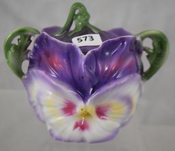 Royal Bayreuth purple Pansy creamer and cov. sugar, blue mark