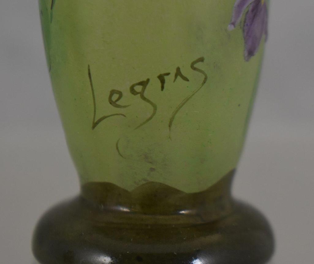 Signed Legras French Cameo 5.5" floral cabinet vase