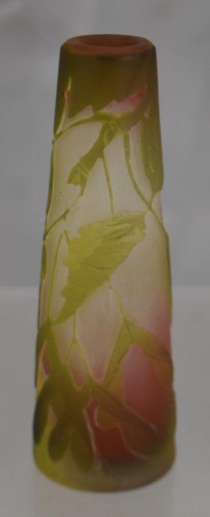 Signed Galle Cameo Glass 4.25"h cabinet vase