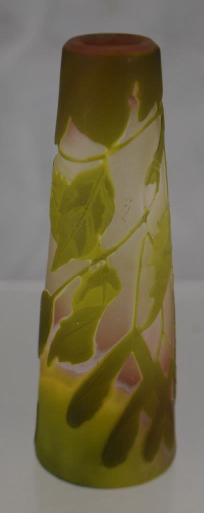 Signed Galle Cameo Glass 4.25"h cabinet vase