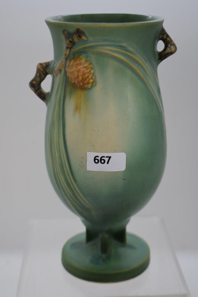 Roseville Pine Cone 840-7" vase, green
