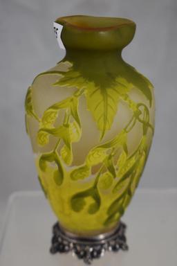 Signed Galle Cameo Glass 5"h cabinet vase