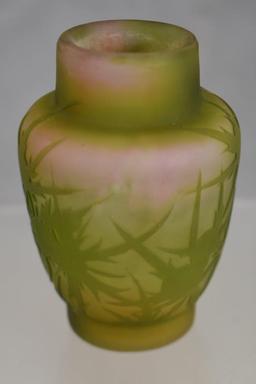 Signed Galle Cameo Glass 3"h cabinet vase