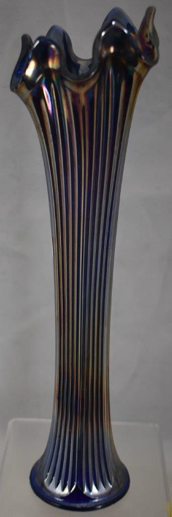 Carnival Fine Rib 12" vase, cobalt